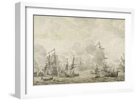 Episode from the Battle Between the Dutch and Swedish Fleets in the Sound-Willem van de Velde-Framed Art Print