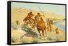 Episode of the Buffalo Gun (The Visitation of the Buffalo Gun: a Buffalo Episode) 1909-Frederic Remington-Framed Stretched Canvas