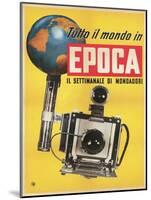 Epoca, Camera and Globe-null-Mounted Art Print