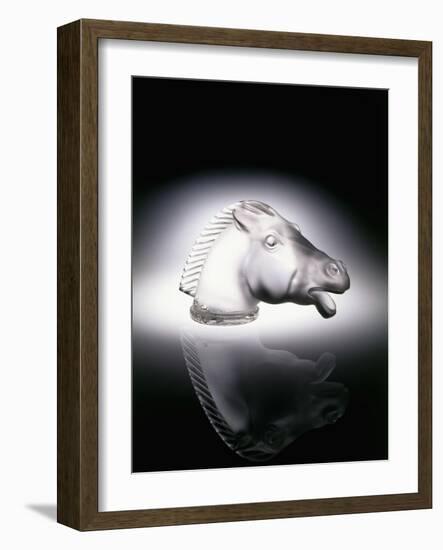 Epsom' No. 1153, a Clear and Frosted Glass Car Mascot in the Form of a Horse's Head-null-Framed Giclee Print