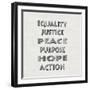 Equality Justice Peace-Jamie MacDowell-Framed Art Print