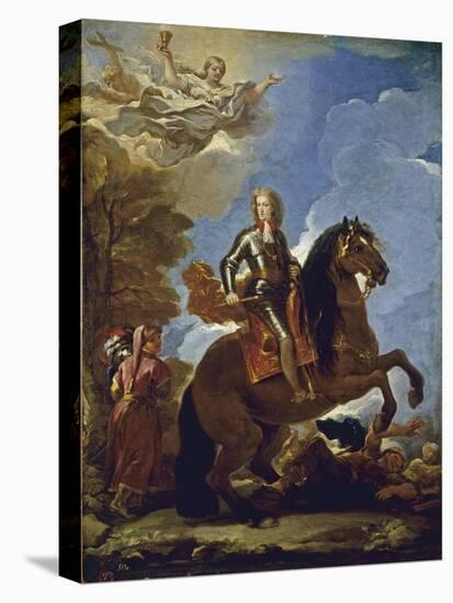 Equestrian Portrait of Charles II of Spain, before 1694-Luca Giordano-Stretched Canvas