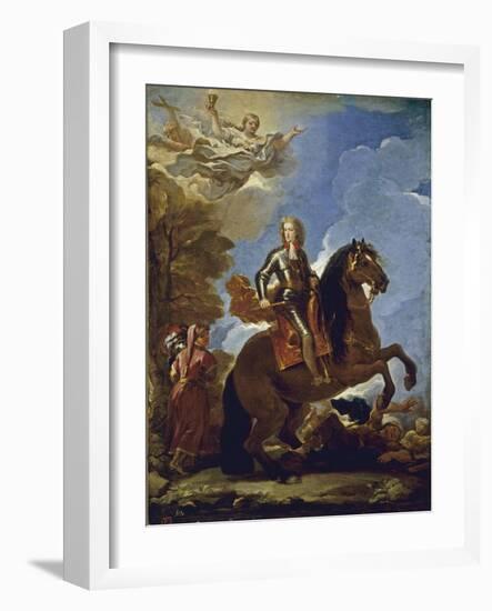 Equestrian Portrait of Charles II of Spain, before 1694-Luca Giordano-Framed Giclee Print