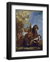 Equestrian Portrait of Charles II of Spain, before 1694-Luca Giordano-Framed Giclee Print