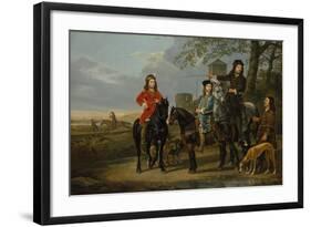 Equestrian Portrait of Cornelis and Michiel Pompe van Meerdervoort with Tutor & Coachman, c.1652-53-Aelbert Cuyp-Framed Giclee Print