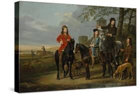 Equestrian Portrait of Cornelis and Michiel Pompe van Meerdervoort with Tutor & Coachman, c.1652-53-Aelbert Cuyp-Stretched Canvas