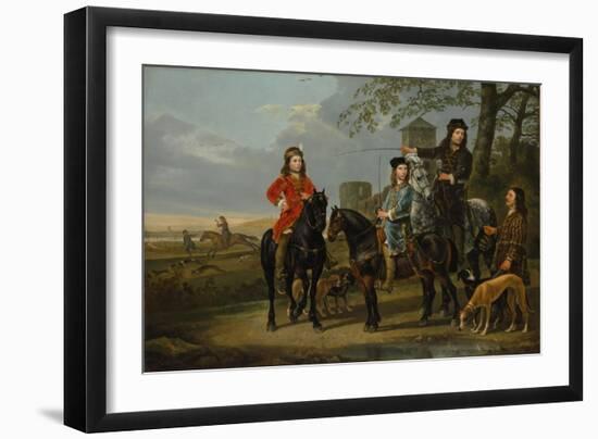 Equestrian Portrait of Cornelis and Michiel Pompe van Meerdervoort with Tutor & Coachman, c.1652-53-Aelbert Cuyp-Framed Giclee Print