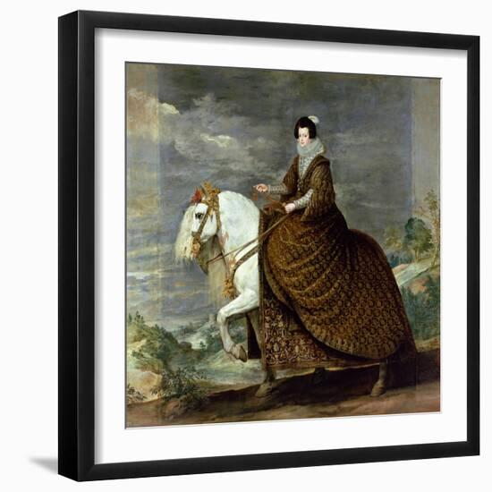 Equestrian Portrait of Elisabeth De France, Wife of Philip Iv of Spain-Diego Velazquez-Framed Giclee Print