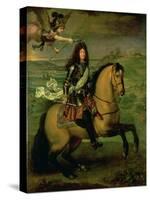 Equestrian Portrait of Louis XIV (1638-1715) Crowned by Victory, circa 1692-Pierre Mignard-Stretched Canvas