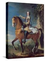 Equestrian Portrait of Louis XV (1710-74) at the Age of Thirteen, 1723-C. Parrocel-Stretched Canvas