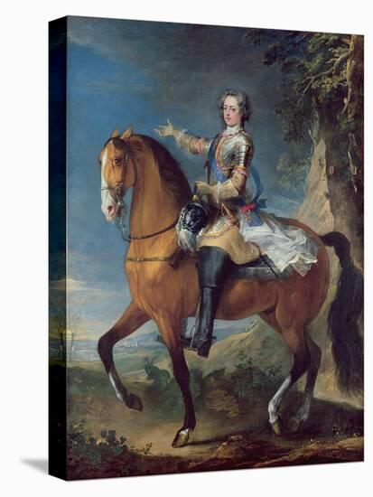 Equestrian Portrait of Louis XV (1710-74) at the Age of Thirteen, 1723-C. Parrocel-Stretched Canvas