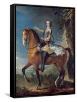 Equestrian Portrait of Louis XV (1710-74) at the Age of Thirteen, 1723-C. Parrocel-Framed Stretched Canvas