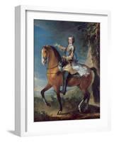 Equestrian Portrait of Louis XV (1710-74) at the Age of Thirteen, 1723-C. Parrocel-Framed Giclee Print