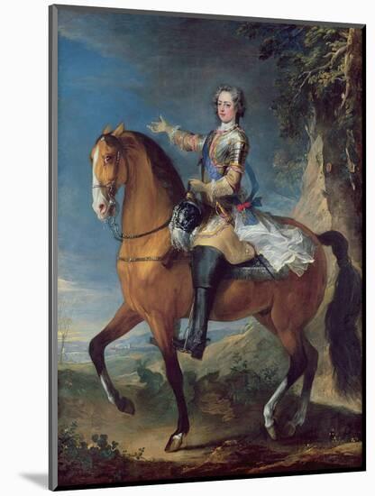 Equestrian Portrait of Louis XV (1710-74) at the Age of Thirteen, 1723-C. Parrocel-Mounted Premium Giclee Print