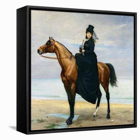 Equestrian Portrait of Mademoiselle Croizette, 1873-Charles Émile Carolus-Duran-Framed Stretched Canvas