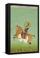 Equestrian Portrait of Maharana Sarup Singh, Signed by Shiva, Mewar, circa 1858-null-Framed Stretched Canvas