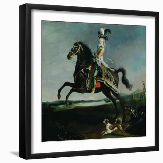 Equestrian Portrait of Marie Antoinette in Hunting Attire, 1783-Louis-Auguste Brun-Framed Giclee Print