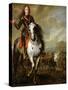 Equestrian Portrait of Prince Eugene De Savoie (1663-1736) circa 1700-10-null-Stretched Canvas