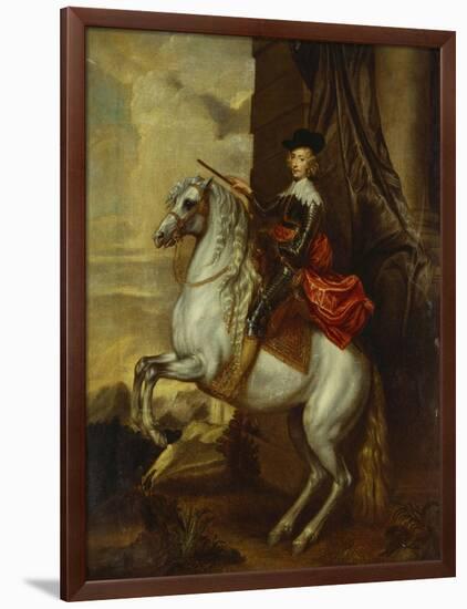 Equestrian Portrait of the Cardinal-Infante Ferdinand of Spain (1609-1641), Wearing Armour and…-Sir Anthony Van Dyck (Follower of)-Framed Premium Giclee Print