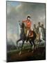 Equestrian Portrait of the Duke of Wellington with British Hussars on a Battlefield, 1814-Nicolas Louis Albert Delerive-Mounted Giclee Print