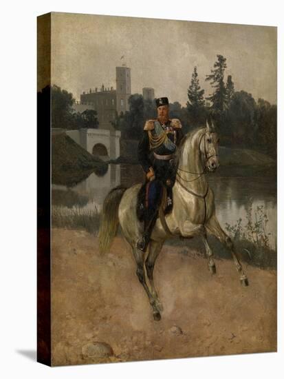 Equestrian Portrait of the Emperor Alexander III (1845-189) at Gatchina-Nikolai Gustavovich Schilder-Stretched Canvas