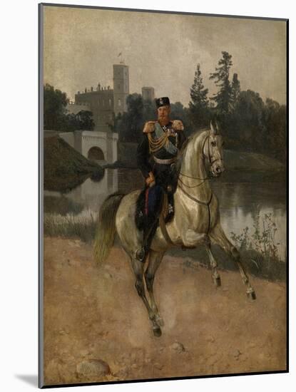 Equestrian Portrait of the Emperor Alexander III (1845-189) at Gatchina-Nikolai Gustavovich Schilder-Mounted Giclee Print