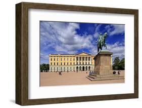 Equestrian statue of King Karl Johan at Royal Palace, Oslo, Norway, Scandinavia, Europe-Hans-Peter Merten-Framed Photographic Print