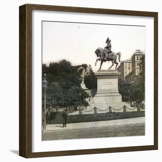 Equestrian Statue of Victor-Emmanuel II (1820-1878), King of Italy, 1886, Genoa (Italy), Circa 1890-Leon, Levy et Fils-Framed Photographic Print
