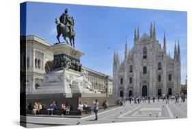 Equestrian Statue of Victor Emmanuel Ii and Milan Cathedral (Duomo), Piazza Del Duomo, Milan-Peter Richardson-Stretched Canvas