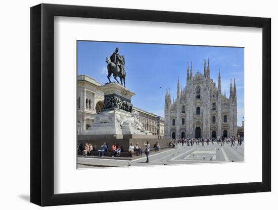 Equestrian Statue of Victor Emmanuel Ii and Milan Cathedral (Duomo), Piazza Del Duomo, Milan-Peter Richardson-Framed Photographic Print