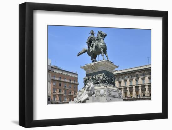 Equestrian Statue of Victor Emmanuel Ii, Piazza Del Duomo, Milan, Lombardy, Italy, Europe-Peter Richardson-Framed Premium Photographic Print