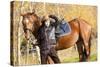 Equestrian with Her Horse in Autumnal Nature-phbcz-Stretched Canvas