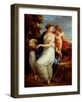 Erato, the Muse of Lyric Poetry with a Putto-Angelica Kauffmann-Framed Giclee Print