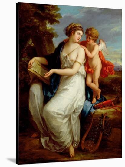 Erato, the Muse of Lyric Poetry with a Putto-Angelica Kauffmann-Stretched Canvas