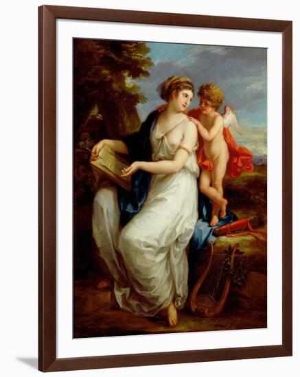 Erato, the Muse of Lyric Poetry with a Putto-Angelica Kauffmann-Framed Giclee Print