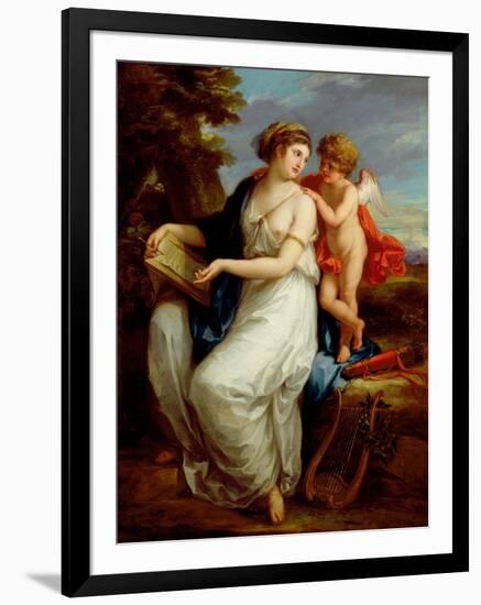 Erato, the Muse of Lyric Poetry with a Putto-Angelica Kauffmann-Framed Giclee Print