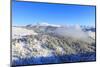 Erbe Pass and the forest on the side of the Gardena Valley after a snowfall, Funes Valley, Sudtirol-Francesco Bergamaschi-Mounted Photographic Print