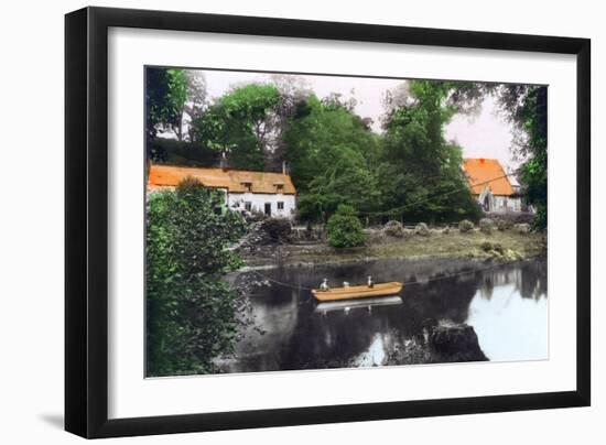 Erbistock Ferry and Church, Wrexham, 1926-null-Framed Giclee Print