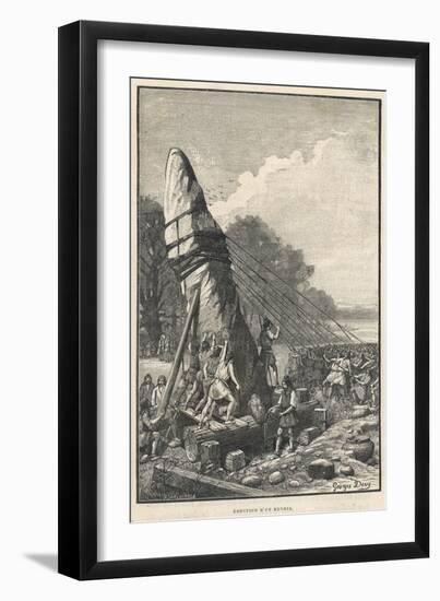 Erecting a Menhir-Georges Devy-Framed Art Print