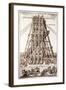 Erecting the Ancient Egyptian Obelisk in St. Peter's Square, Rome, Engraved by Alessandro Specchi-Carlo Fontana-Framed Giclee Print