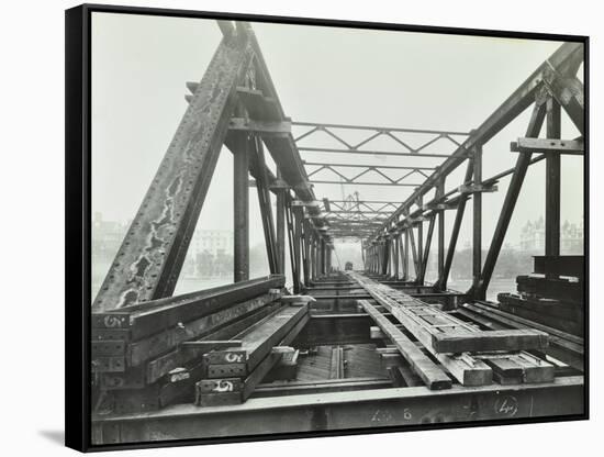 Erection of Emergency Thames Bridge, London, 1942-null-Framed Stretched Canvas