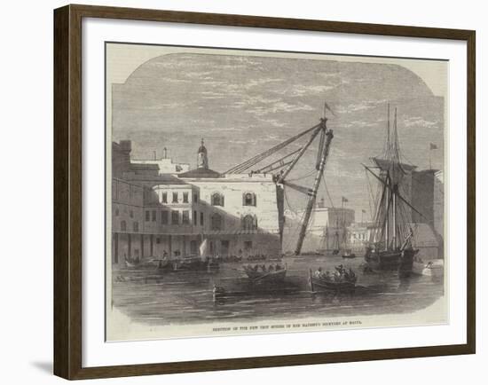 Erection of the New Iron Sheers in Her Majesty's Dockyard at Malta-Edwin Weedon-Framed Giclee Print