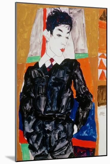 Erich Lederer in Front of a Window, Gyoer, (Hungary), 1912-Egon Schiele-Mounted Giclee Print