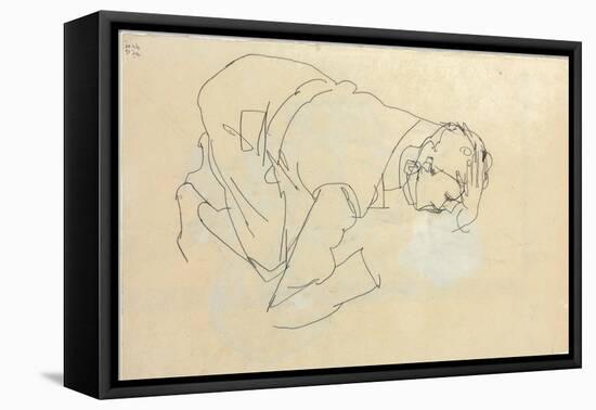 Erich Lederer in Profile, Hand to Head, 1912-Egon Schiele-Framed Stretched Canvas