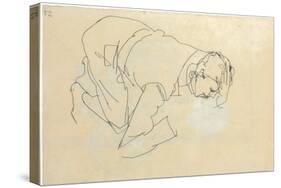 Erich Lederer in Profile, Hand to Head, 1912-Egon Schiele-Stretched Canvas