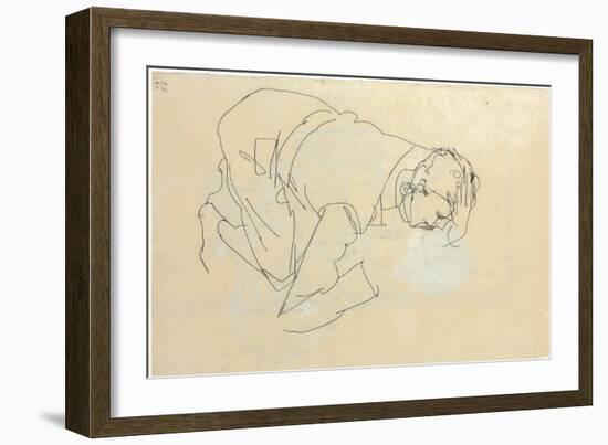 Erich Lederer in Profile, Hand to Head, 1912-Egon Schiele-Framed Giclee Print