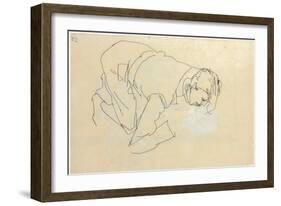 Erich Lederer in Profile, Hand to Head, 1912-Egon Schiele-Framed Giclee Print