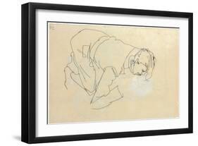 Erich Lederer in Profile, Hand to Head, 1912-Egon Schiele-Framed Giclee Print