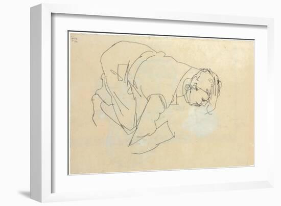 Erich Lederer in Profile, Hand to Head, 1912-Egon Schiele-Framed Giclee Print