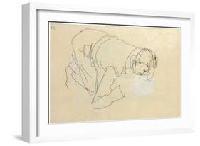 Erich Lederer in Profile, Hand to Head, 1912-Egon Schiele-Framed Giclee Print